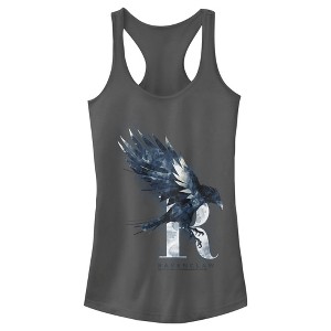 Juniors Womens Harry Potter Ravenclaw Bird Watercolor Racerback Tank Top - 1 of 3