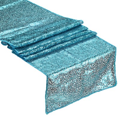 Unique Bargains Party Wedding Polyester Flexible Cutting Delicate Edges Sequin Table Runner 2 Pcs
