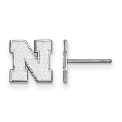 Black Bow Jewelry 14k White Gold Nebraska Cornhuskers NCAA Post Earrings