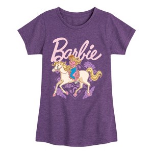 Girls' - Barbie - Western Fitted Short Sleeve Graphic T-Shirt - 1 of 4