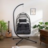 NAYSAYE Patio Swing Egg Hanging Chair with Stand Durable Comfortable Design for Indoor and Outdoor Use , Black and Gray, 29.13"*24.4"*50.7" - 2 of 4