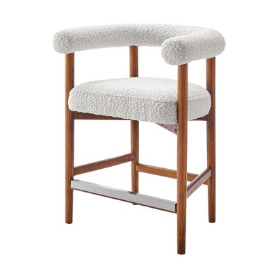 New Pacific Direct Keanu Boucle Counter Stool Brown Legs