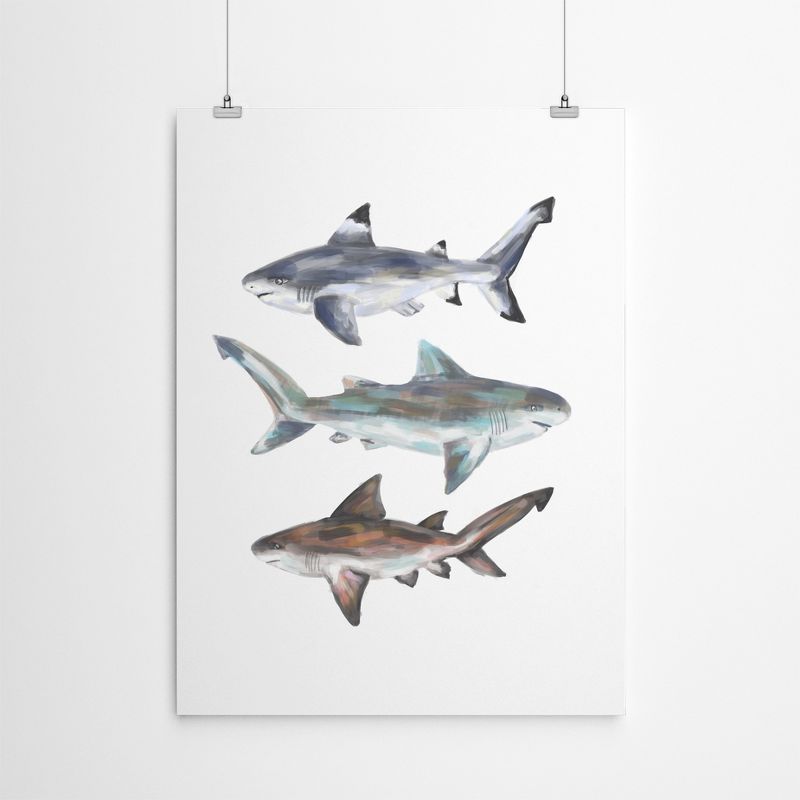 Americanflat Animal Minimalist Painted Shark Trio 2 By Jetty Home Poster Art Print, 4 of 7