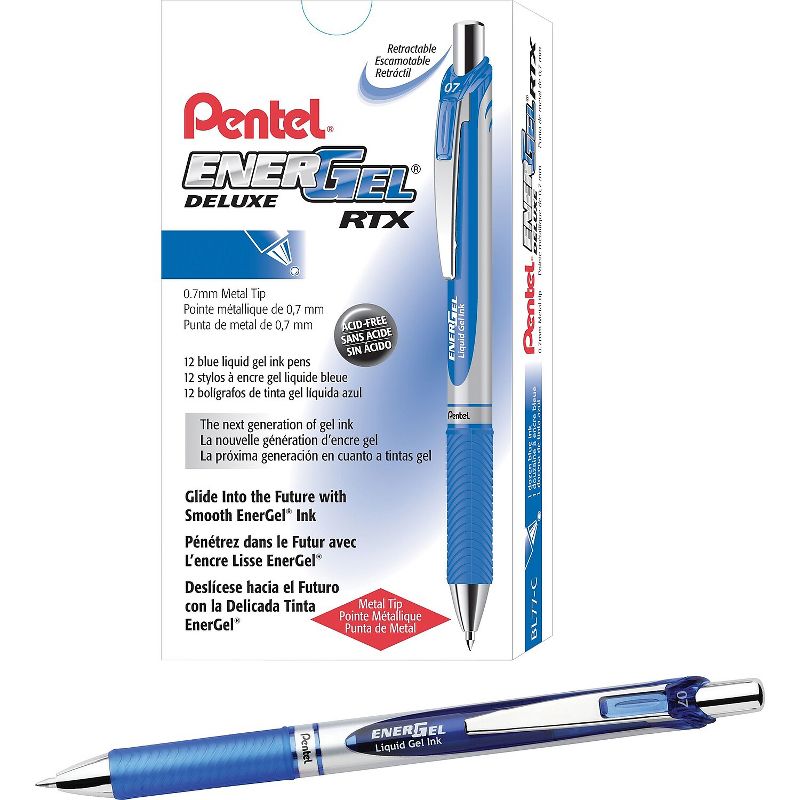 Pentel EnerGel Deluxe RTX Retractable Gel Pens Medium Point Blue Ink 639712, 1 of 5