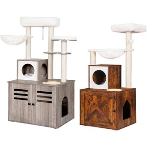 Heybly Wood Litter Box Enclosure Cat Tree - 1 of 3