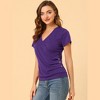 INSPIRE CHIC Women's Wrap V Neck Short Sleeve Button Decor Ruched Blouses - 4 of 4