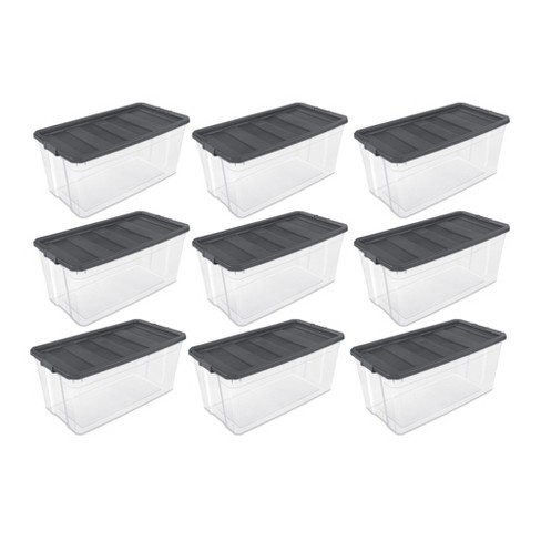 Rubbermaid Roughneck 50 Qt/12 Gal Stackable Clear Storage Containers w/ Grey Lids, 5-Pack, Clear and Grey