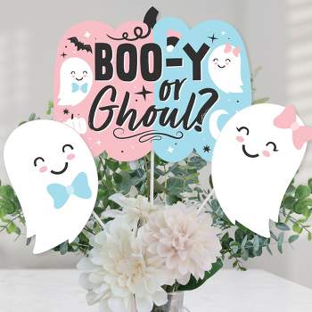 Big Dot of Happiness Boo-y or Ghoul - Halloween Gender Reveal Party Centerpiece Sticks - Table Toppers - Set of 15