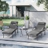 ALAULM Patio Chaise Lounge Set 3 Pieces Outdoor Lounge Chair, Rattan Reclining Chair Adjustable Backrest - 3 of 4