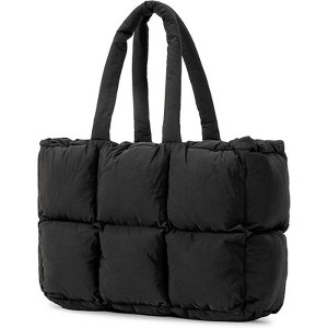 Puffer Tote Bag for Women, Large Quilted Puffy Handbag Lightweight Satchel Purse - 1 of 4