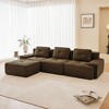 117" Corduroy L-Shaped Modular Sectional Sofa with Movable Ottoman, Pearl-Like Piping, Tufted Design, and No Assembly - 3 of 4