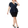 Agnes Orinda Women's Plus Size Peplum V Neck Ruffle Hem Buttons Front Work Formal Top - 2 of 4