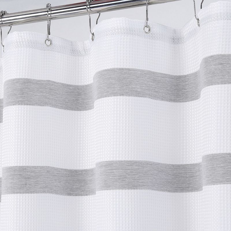 Waffle Striped Stall Fabric Shower Curtain, 3 of 5