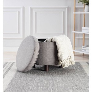 Round Storage Ottoman with Lift Off Lid - WOVENBYRD - 1 of 4