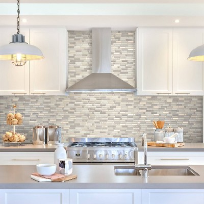 Beige and Gray Vinyl Peel and Stick Mosaic Tile
