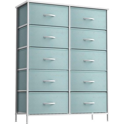 Image of Sorbus Dresser with 10 Drawers - Storage Unit Organizer Chest for Clothes - Bedroom, Room, Nursery, & Closet (Aqua, 34 x 12 x 47-10 Drawer)