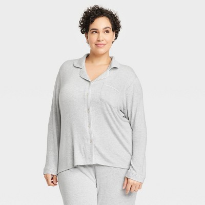 Women's Perfectly Cozy Long Sleeve Notch Collar Top and Pant Pajama Set - Stars Above™ Gray
