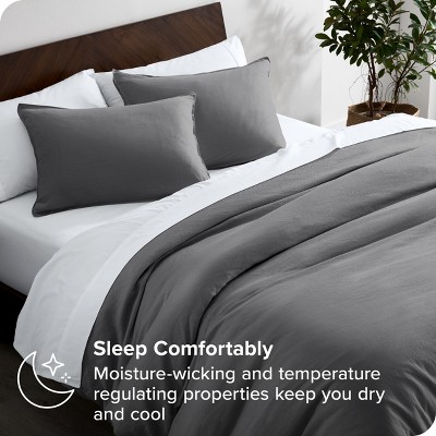 Grey Queen Linen Duvet Cover Set with Pillow Shams