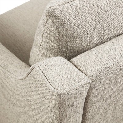 Natural Ivory Swivel Armchair with Wood Frame
