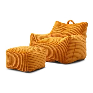 Lyngins Corduroy Bean Bag Sofas for Kids and Adults,Comfy Lazy Sofa Chairs with Armrests and Footstool for Living Room - 1 of 4