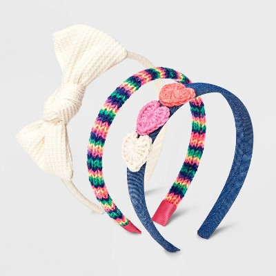 Image of Girls' 3pk Crochet Hearts Headband - Cat & Jack™