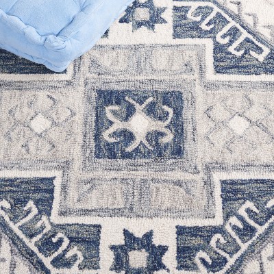 Ivory and Dark Grey Hand-Tufted Wool Area Rug, 3' x 5'