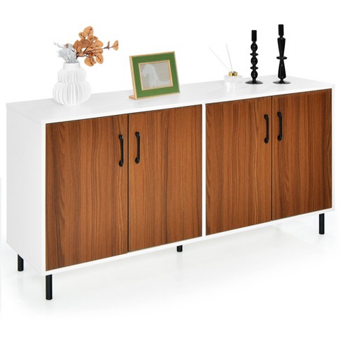 Modern Kitchen Sideboard, Stackable Storage Cabinet, Sliding Glass Door  Console, Cupboard Serving Buffet for Kitchen 