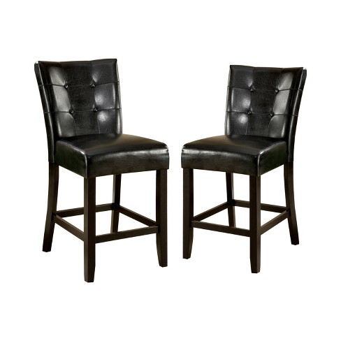 Set Of 2 FlintonButton Tufted Leatherette Padded Counter Side Chair ...