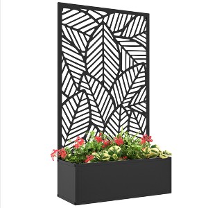 Outsunny Planter Box and Outdoor Privacy Screen, Wall-Mounted or Freestanding for Garden, Patio, Pool, Hot Tub, Black - 1 of 4