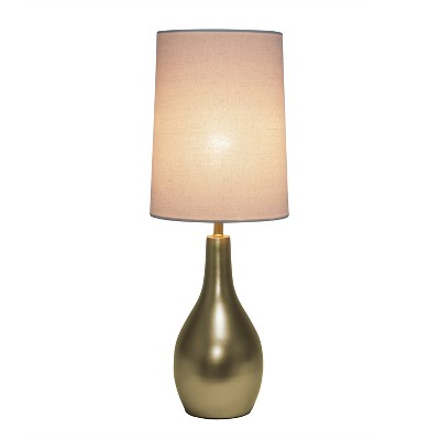 Gold Droplet Nightstand Lamp with White Empire Shade