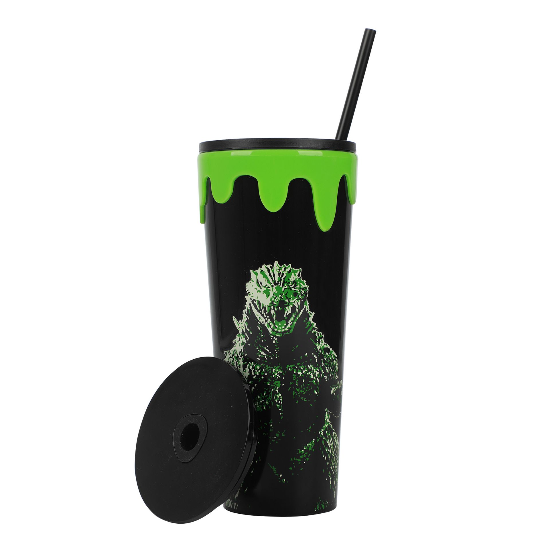 Godzilla Kanji 24 Oz Black Plastic Cup