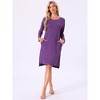 INSPIRE CHIC Women's Nightgown Long Sleeve Slit High Low Hem Rayon Built-in Bra with Pockets Sleepdress Nightwear Pregnancy - 3 of 4