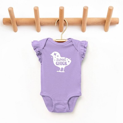 The Juniper Shop Sweet Chick Chick Baby Flutter Sleeve Bodysuit