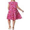 Agnes Orinda Women's Plus Size Boho Flutter Sleeves Round Neck Floral Ruffle Midi A Line Babydoll Dress - 4 of 4