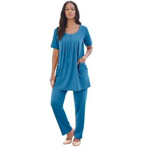 Roaman's Plus Size Two Pocket Soft Knit Tunic Top - 1 of 4
