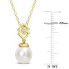 EVERLY JEWELRY | Yellow Plated Sterling Silver 8-9mm South Sea Cultured Pearl and White Topaz Drop Pendant with Chain - 18 inch - 4 of 4