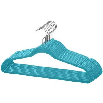 12 pieces Home Basics Tubular Plastic Hanger With Concave Sides And Center  Accessory Hook, (pack Of 10), Turquoise - Hangers - at 