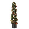 Home Heritage 5 Foot Spiral Design Artificial Topiary Pine Tree w/ Clear Lights - image 3 of 4
