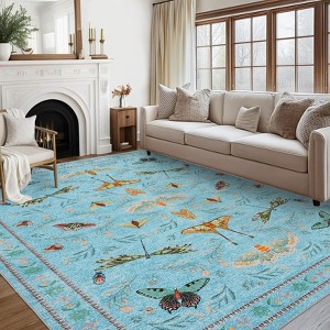 Washable Insect Runner Rug for Bedroom Kitchen Non Slip Rugs Whimsical Fantasy Boho Indoor Ultra Soft Rugs - 1 of 4