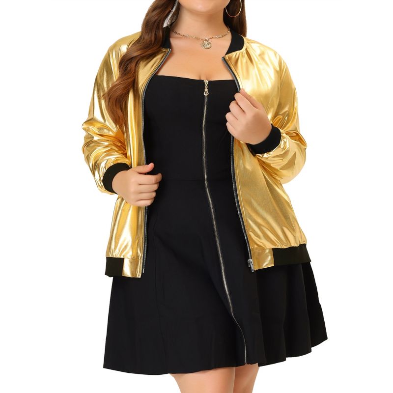 Agnes Orinda Women's Plus Size Bomber Jacket Zip-Up Party Outwear with Pockets, 1 of 7