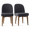 Modern Dining Chair Set of 2, Upholstered Accent Side Chairs with Double Cushion Seat and Solid Wood Legs in Walnut Finish-Tanpinhause - 2 of 4