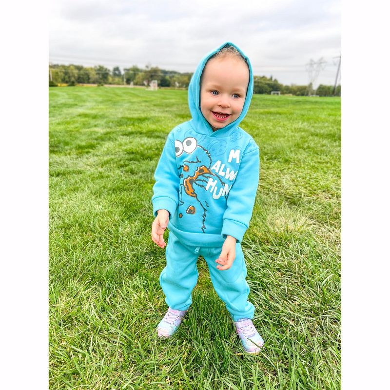 Sesame Street Elmo Cookie Monster Baby Fleece Pullover Hoodie and Pants Outfit Set Infant, 3 of 8