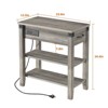 End Table with USB Ports & Outlets, Narrow Side Table with Flip Top, Drawer, and Storage Shelves for Bedroom or Living Room - 3 of 4
