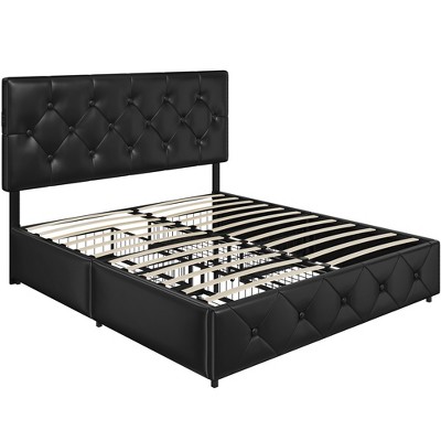 Black bed frame on sale queen with storage