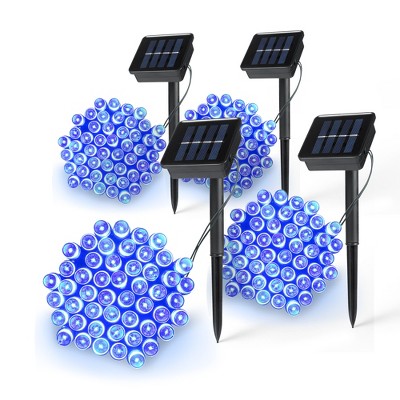 Dartwood Solar String Lights - Outdoor Decorative Solar Fairy Lights for Your House, Yard, or Garden (4 Pack, Blue)