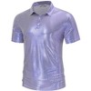 Men's 70s Disco Shirts Shiny Sequins Short Sleeve Party Shirt Slim Fit Nightclub Costume Tops - 2 of 4