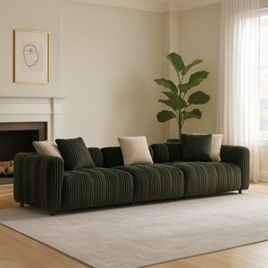 114'' Corduroy Three-Seater Sofa with Solid Wooden Frame,Comfortable and Durable for Living Rooms and Offices - The Pop Home - 1 of 4