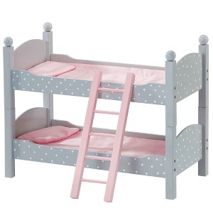 Olivia's Little World 18" Doll Wooden Convertible Bunk Bed with Ladder, Grey - 1 of 4