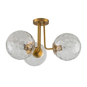 LLHZSY 3-Light Dimmable Semi Flush Mount Ceiling Light with Swirl Shade-Black/Gold - 1 of 4