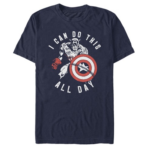 Men's Marvel Captain America Can Do This All Day T-Shirt - Navy Blue -  Medium